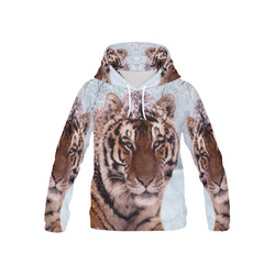 Tiger and Snow All Over Print Hoodie for Kid (USA Size) (Model H13)