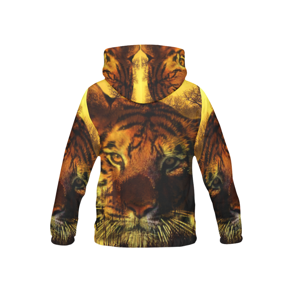 Tiger Face All Over Print Hoodie for Kid (USA Size) (Model H13)