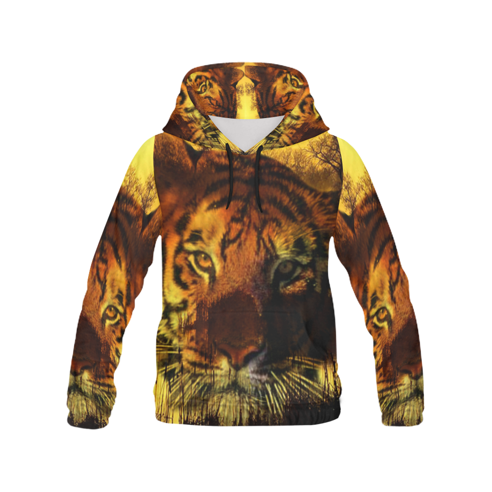 Tiger Face All Over Print Hoodie for Men (USA Size) (Model H13)