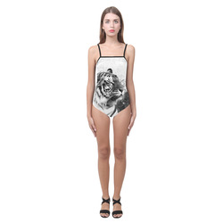 Bengal Tiger in Black and White Strap Swimsuit ( Model S05)