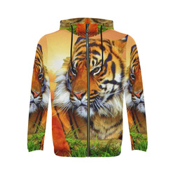Sumatran Tiger All Over Print Full Zip Hoodie for Men (Model H14)