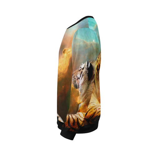 Tiger and Nebula All Over Print Crewneck Sweatshirt for Men (Model H18)