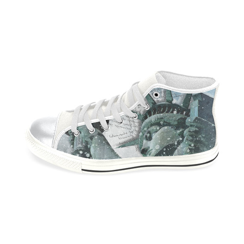 Freedom Destroyed High Top Canvas Women's Shoes/Large Size (Model 017)