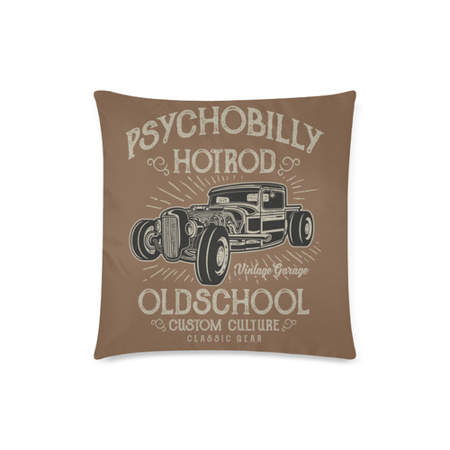 Psychobilly Hotrod Brown Custom Zippered Pillow Case 18"x18"(Twin Sides)