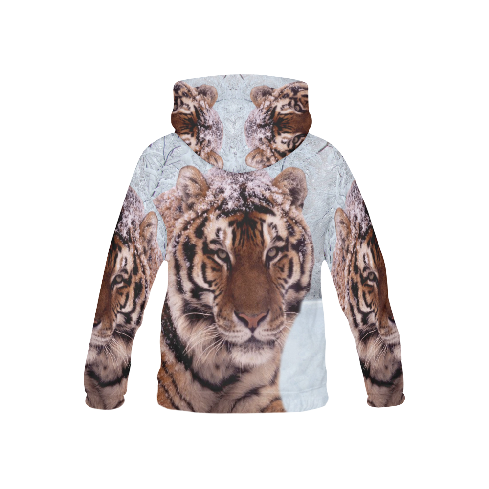 Tiger and Snow All Over Print Hoodie for Kid (USA Size) (Model H13)