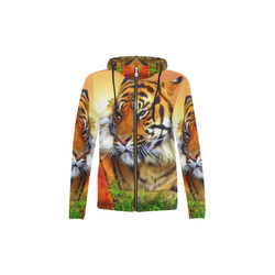 Sumatran Tiger All Over Print Full Zip Hoodie for Kid (Model H14)