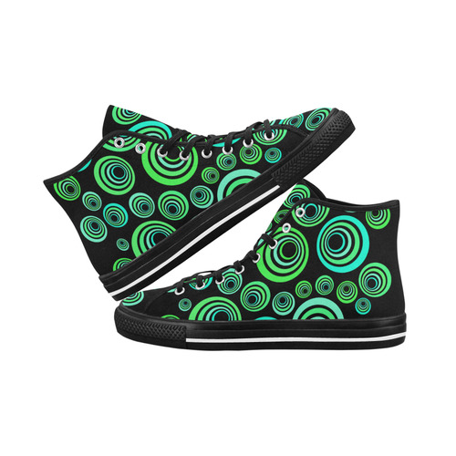 Crazy Fun Neon Blue & Green retro pattern Vancouver H Women's Canvas Shoes (1013-1)