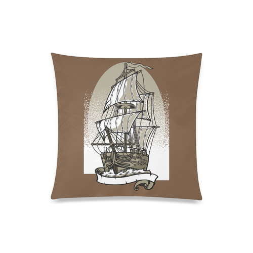 Ship Brown Custom Zippered Pillow Case 20"x20"(Twin Sides)