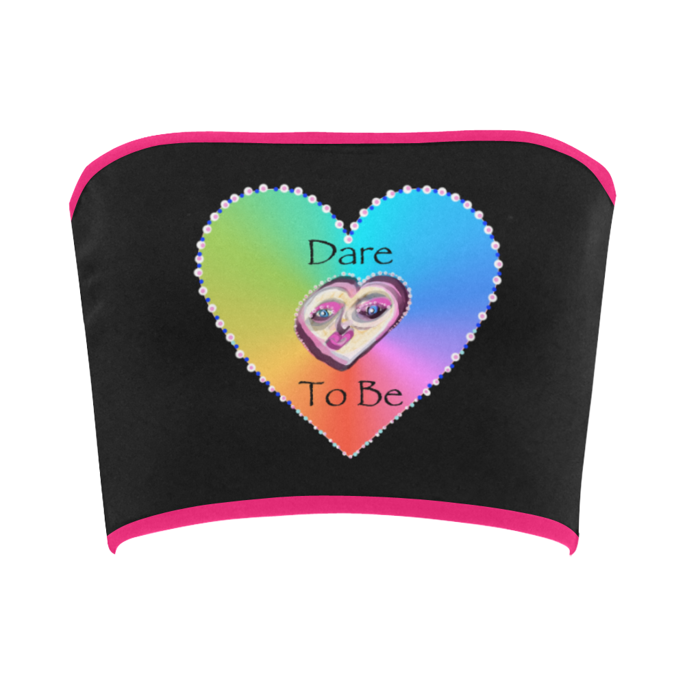 Dare to Be Rainbow Heart-pink Bandeau Top