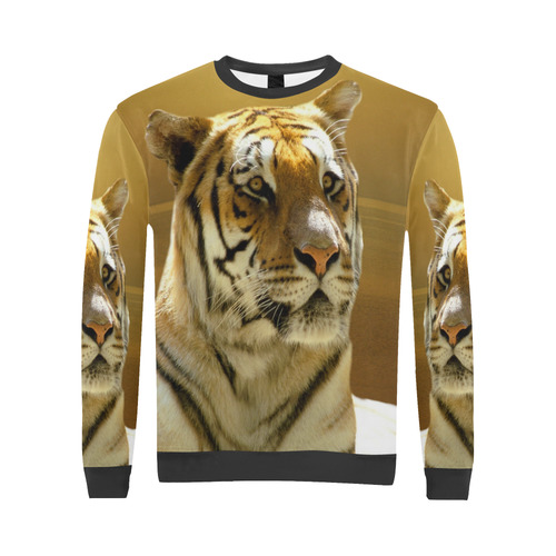 Golden Tiger All Over Print Crewneck Sweatshirt for Men (Model H18)