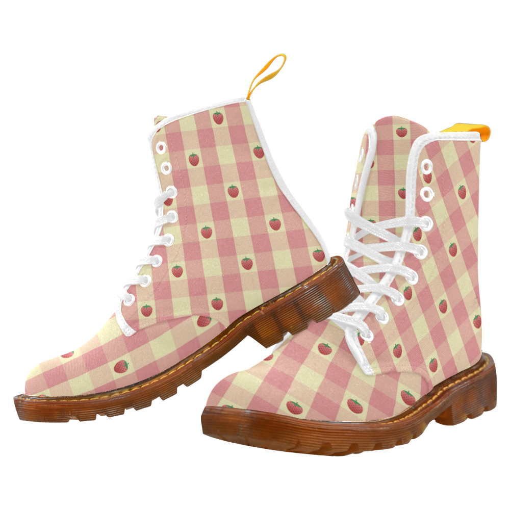 Strawberry Gingham Martin Boots For Women Model 1203H