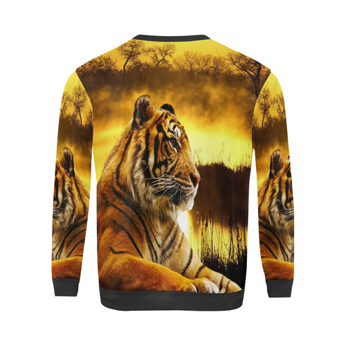 Tiger and Sunset All Over Print Crewneck Sweatshirt for Men (Model H18)