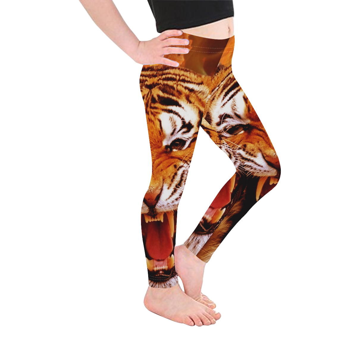 Tiger and Flame Kid's Ankle Length Leggings (Model L06)