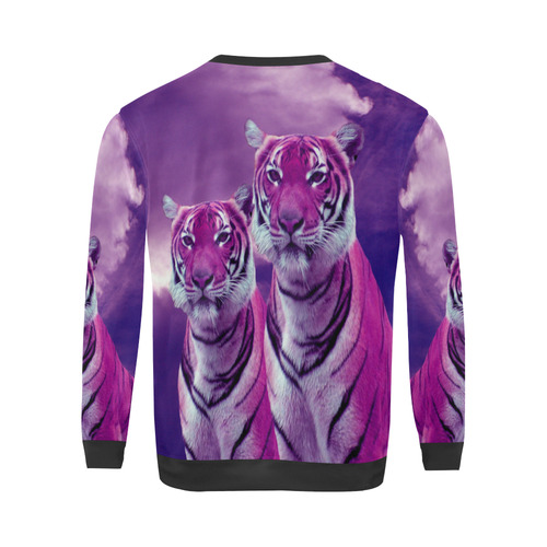Purple Tiger All Over Print Crewneck Sweatshirt for Men (Model H18)