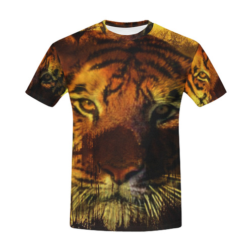 Tiger Face All Over Print T-Shirt for Men (USA Size) (Model T40)