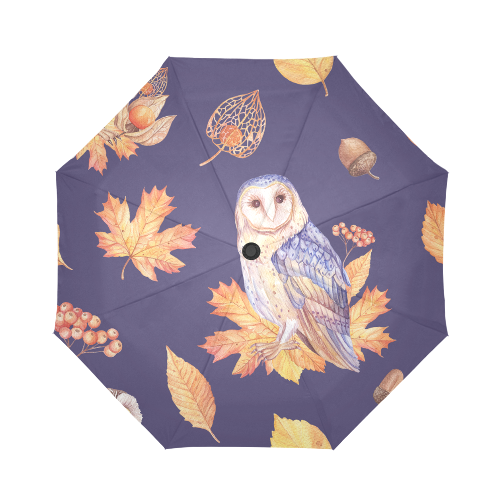 Autumn Owl Auto-Foldable Umbrella (Model U04)