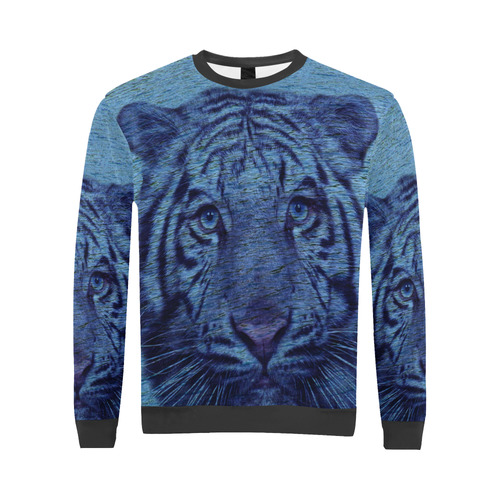 Tiger and Water All Over Print Crewneck Sweatshirt for Men (Model H18)