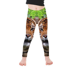 Tiger and Waterfall Kid's Ankle Length Leggings (Model L06)