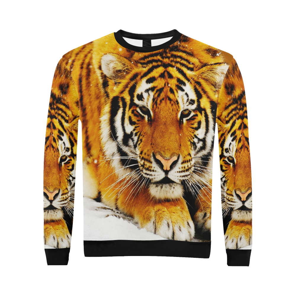 Siberian Tiger All Over Print Crewneck Sweatshirt for Men (Model H18)