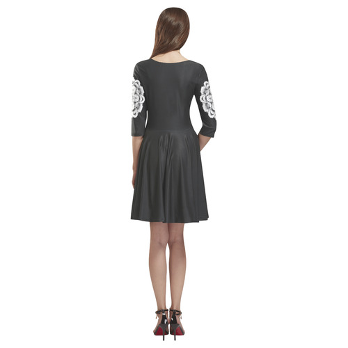 snowflake rose accent sleeves Tethys Half-Sleeve Skater Dress(Model D20)