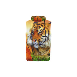Sumatran Tiger All Over Print Sleeveless Zip Up Hoodie for Kid (Model H16)