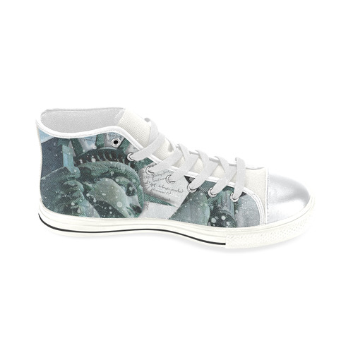 Freedom Destroyed High Top Canvas Women's Shoes/Large Size (Model 017)