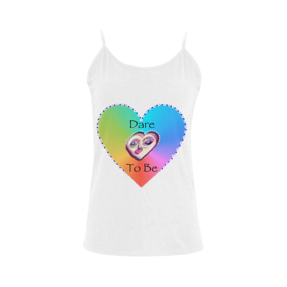 Dare to Be rainbow heart Women's Spaghetti Top (USA Size) (Model T34)