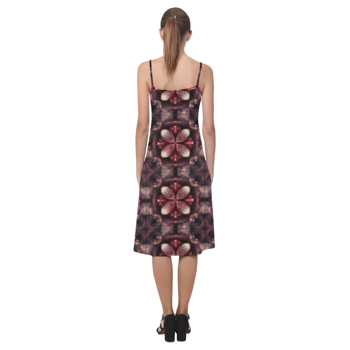 burgundy fractal pattern Alcestis Slip Dress (Model D05)