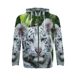 White Tiger All Over Print Full Zip Hoodie for Men (Model H14)