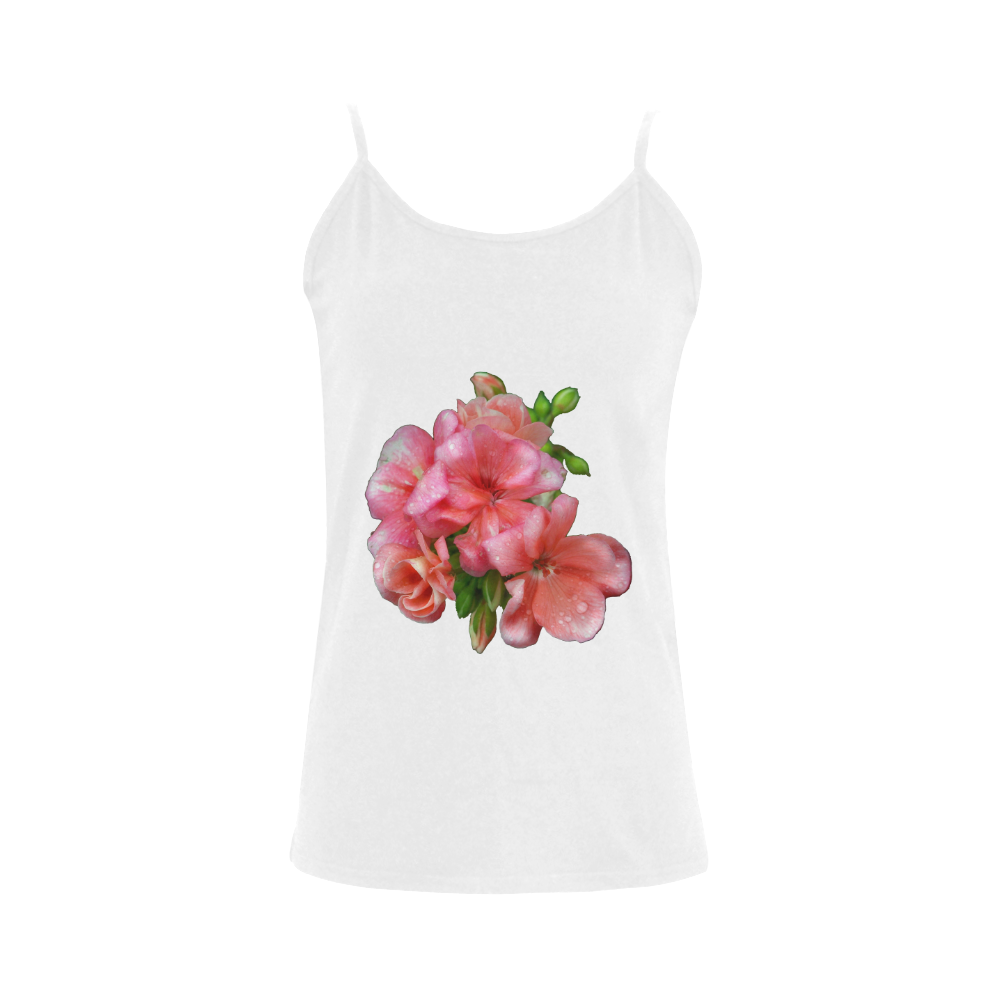 pink flower bunch Women's Spaghetti Top (USA Size) (Model T34)