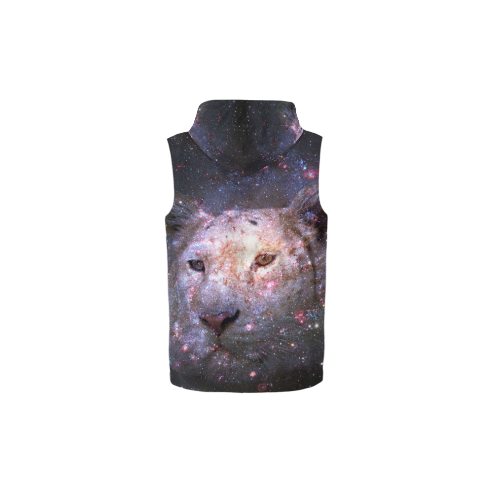 Tiger and Galaxy All Over Print Sleeveless Zip Up Hoodie for Kid (Model H16)