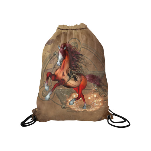 Wonderful horse with skull, red colors Medium Drawstring Bag Model 1604 (Twin Sides) 13.8"(W) * 18.1"(H)