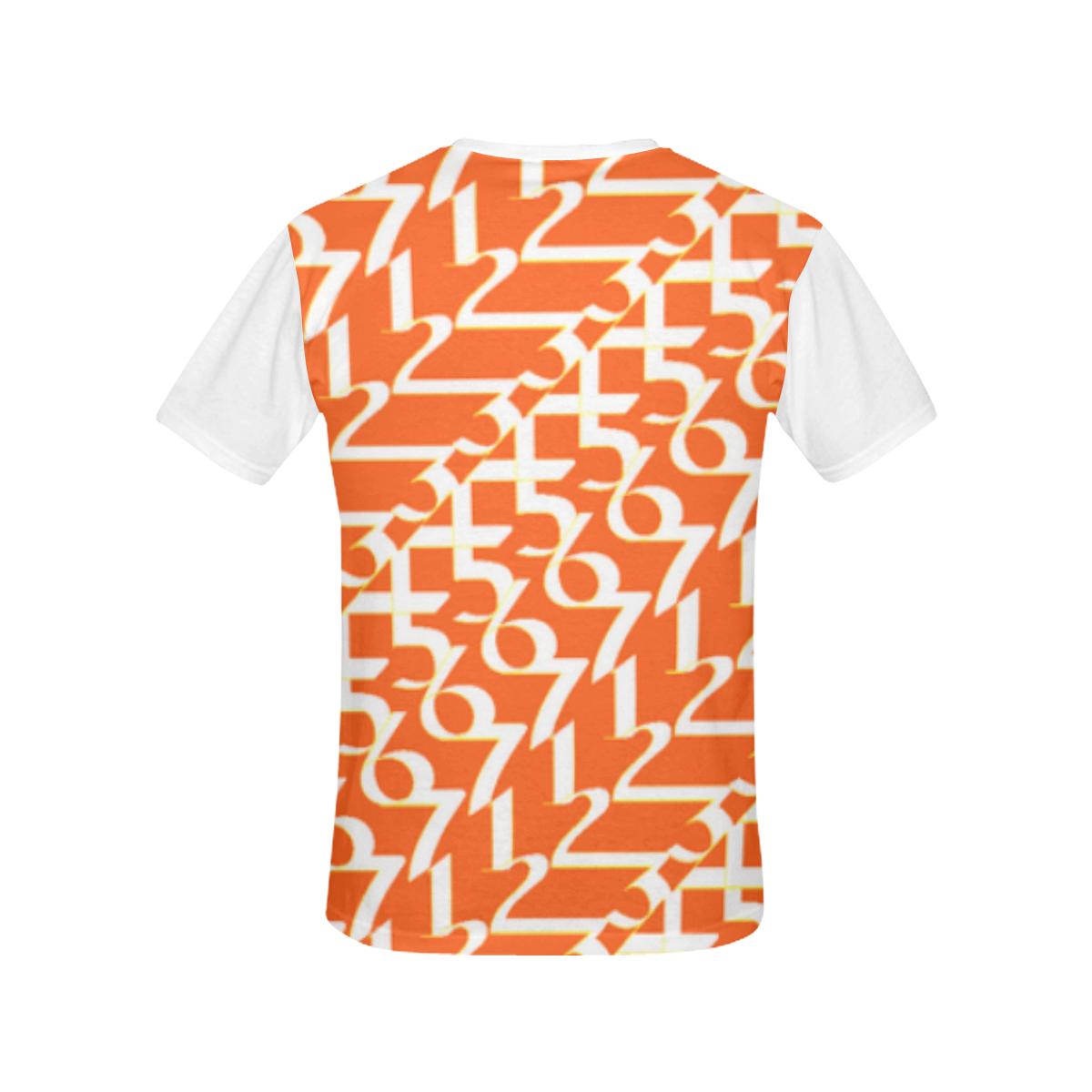 NUMBERS Collection Women 1234567  Batwing Sleeved Blouse Tee Tangerine/wht All Over Print T-Shirt for Women (USA Size) (Model T40)