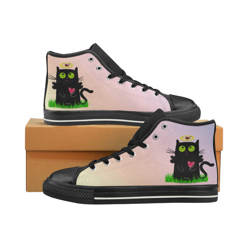angelic cat and ladybug High Top Canvas Shoes for Kid (Model 017)