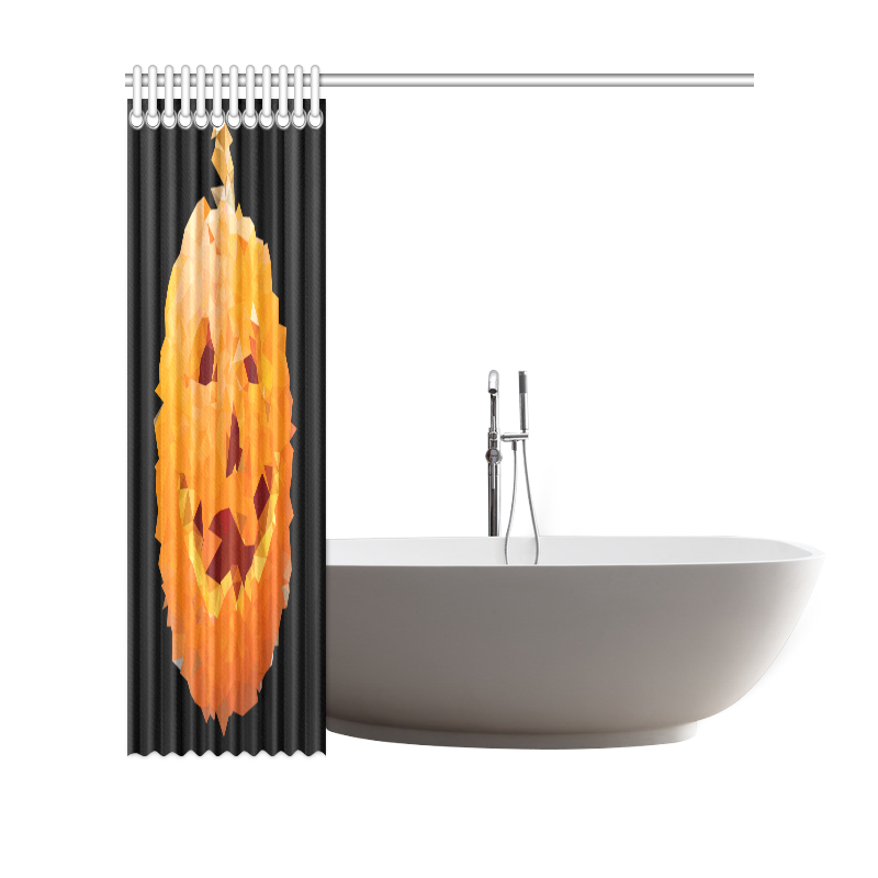 Halloween Pumpkin Low Poly Geometric Shower Curtain 69"x70"