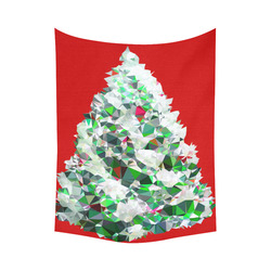Christmas Tree Low Poly Geometric Triangles Cotton Linen Wall Tapestry 60"x 80"