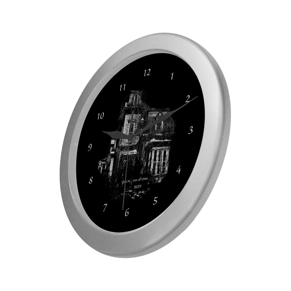 haunted clock silver Silver Color Wall Clock