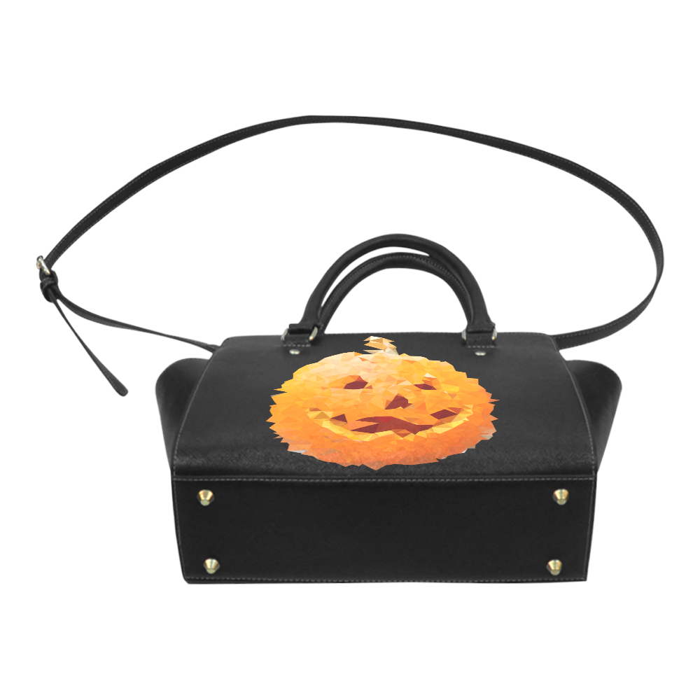 Halloween Pumpkin Low Poly Geometric Classic Shoulder Handbag (Model 1653)