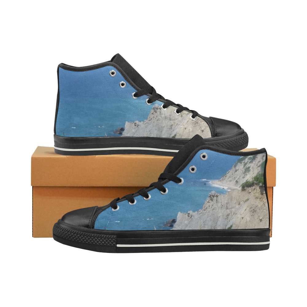 Block Island Bluffs - Block Island, Rhode Island Women's Classic High Top Canvas Shoes (Model 017)