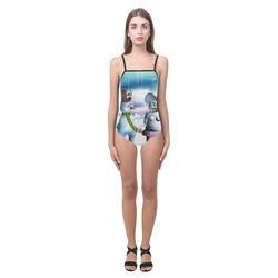 Funny snowman and snow women Strap Swimsuit ( Model S05)