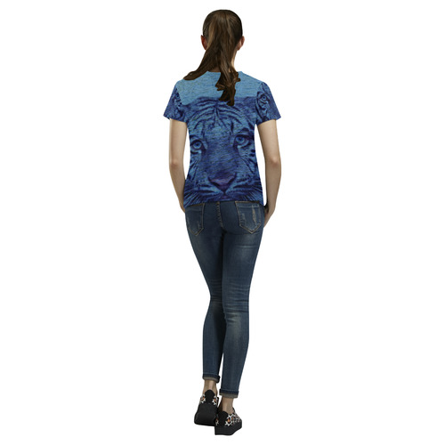 Tiger and Water All Over Print T-Shirt for Women (USA Size) (Model T40)