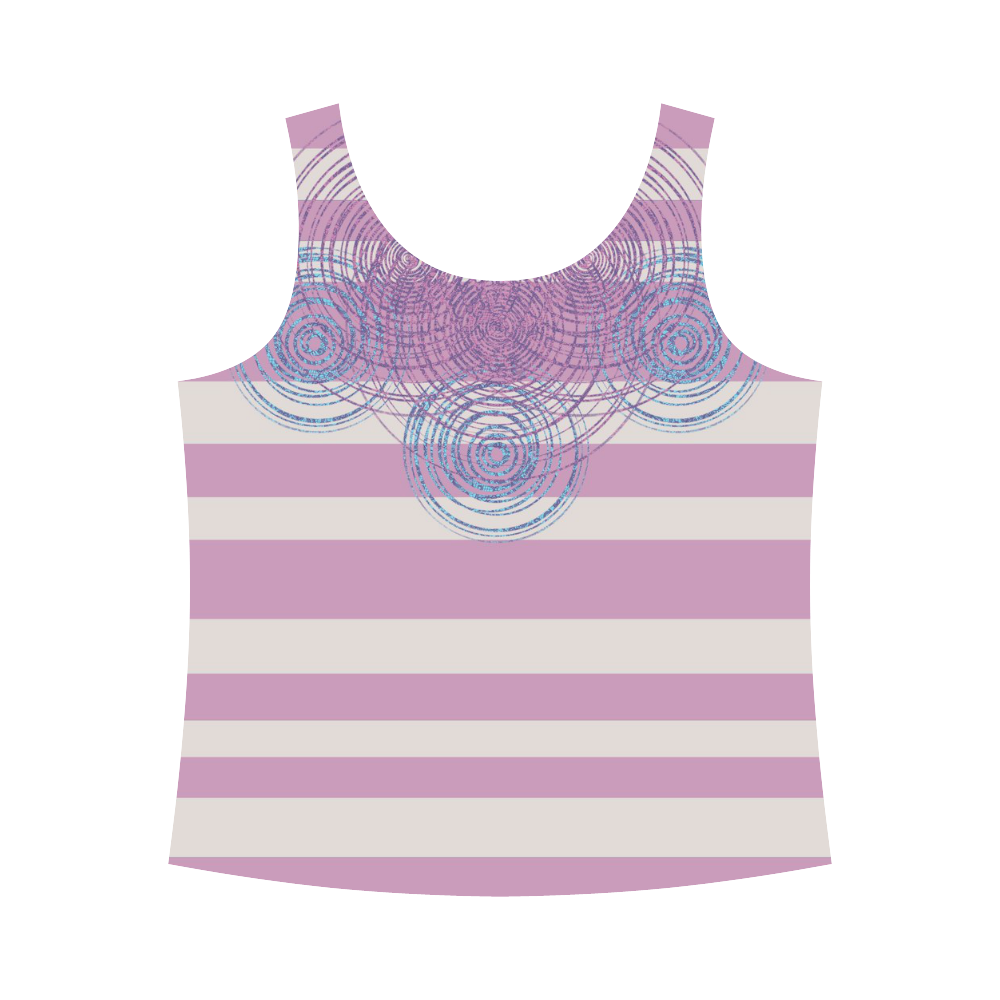 Tropical Violet Paisley Stripe Lace Tank All Over Print Tank Top for Women (Model T43)
