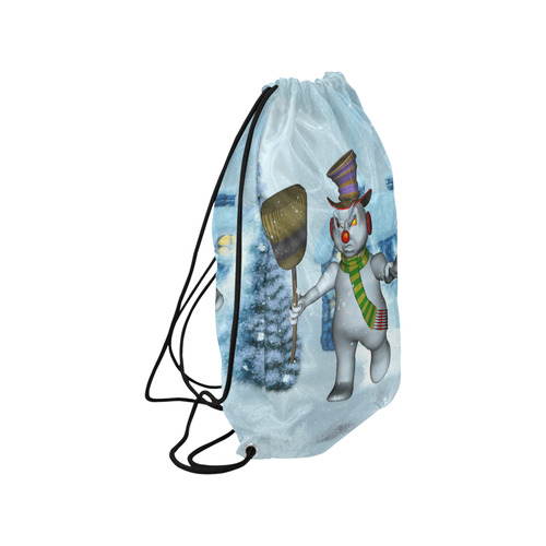 Funny grimly snowman Small Drawstring Bag Model 1604 (Twin Sides) 11"(W) * 17.7"(H)