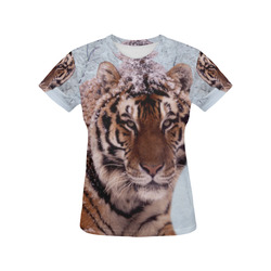 Tiger and Snow All Over Print T-Shirt for Women (USA Size) (Model T40)