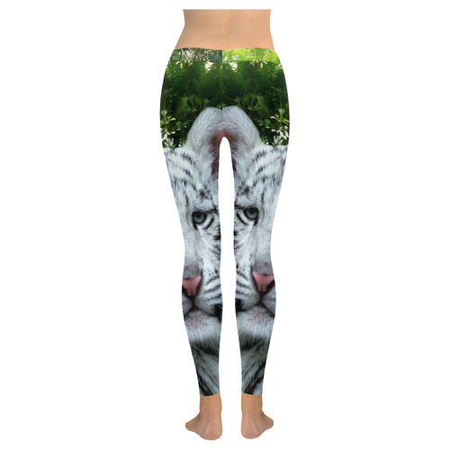 White Tiger Women's Low Rise Leggings (Invisible Stitch) (Model L05)