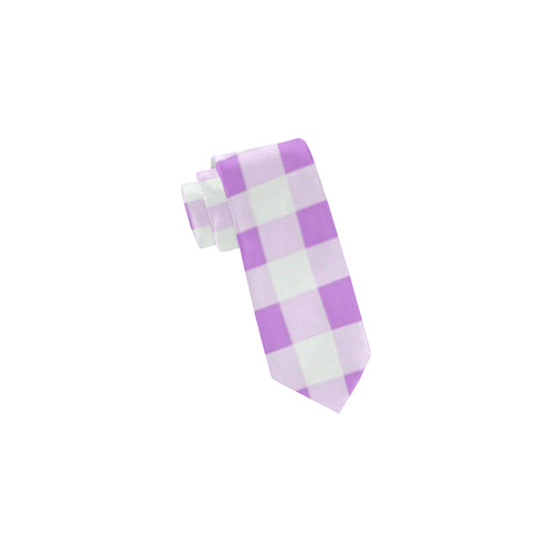 Lavender Gingham Classic Necktie (Two Sides)