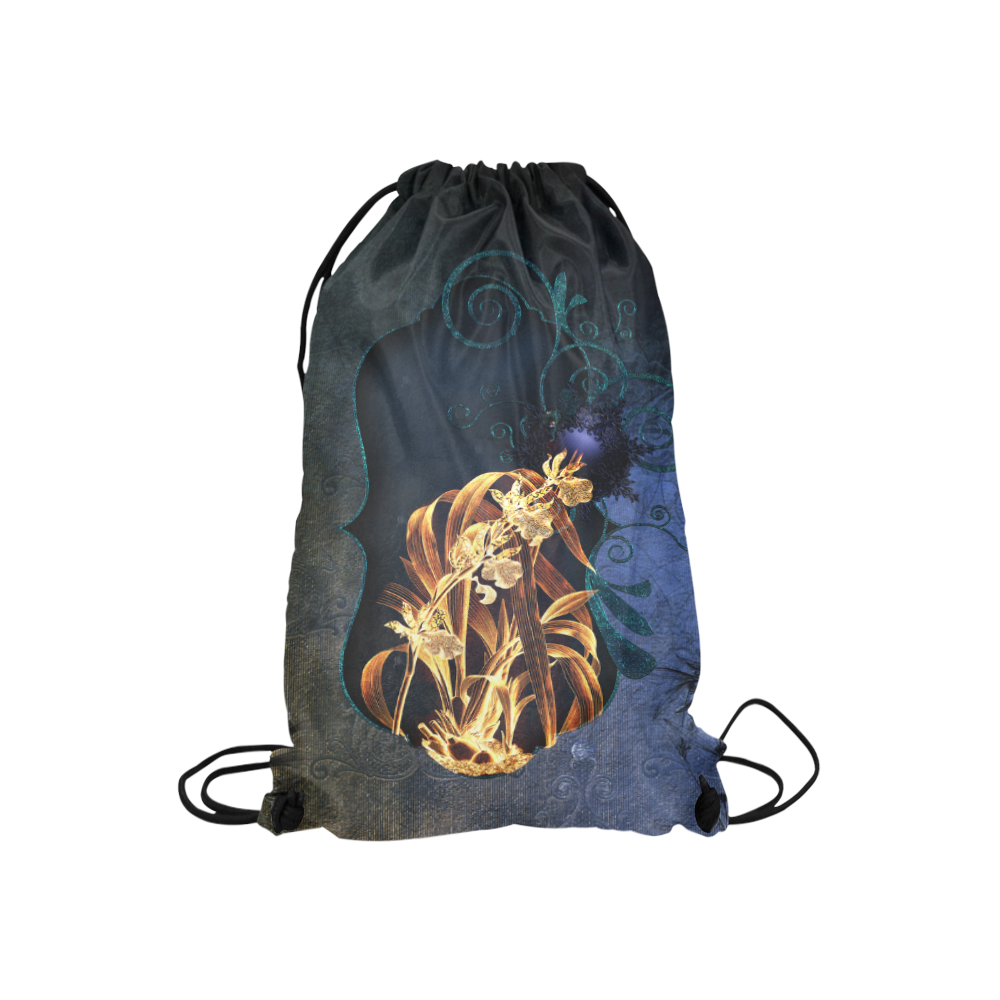 Beautiful flowers on vintage background Small Drawstring Bag Model 1604 (Twin Sides) 11"(W) * 17.7"(H)