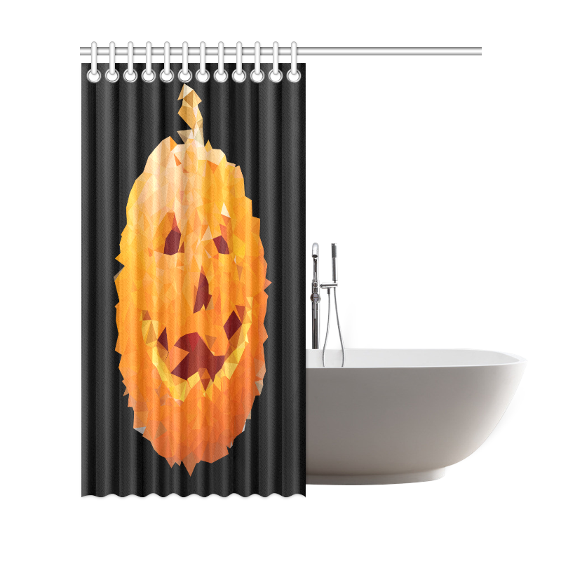 Halloween Pumpkin Low Poly Geometric Shower Curtain 69"x72"
