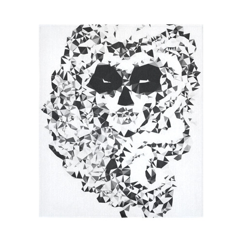Sugar Skull Black White Low Poly Geometric Cotton Linen Wall Tapestry 51"x 60"