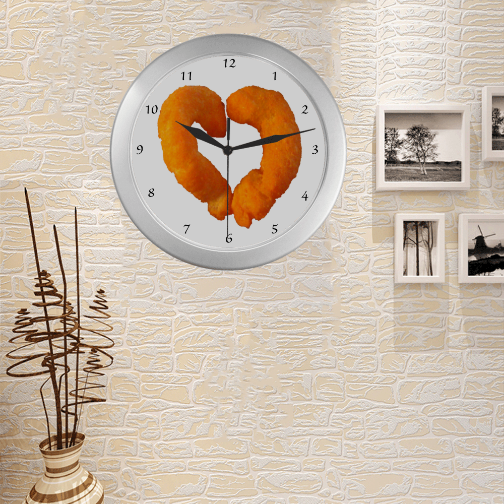 I heart cheese puffs clock Silver Color Wall Clock